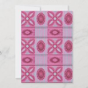 Invitation fleurs roses rayures bleues Motif d'art vintage