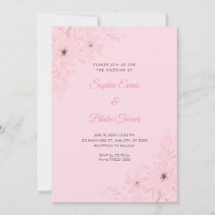 Invitation Fleurs Roses Romantiques Floral Mariage Rose Tendr