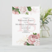 Invitation Fleurs roses rose 18e anniversaire (Debout devant)