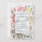 Invitation Fleurs roses rose jaune Brunch Fête des Mères (Devant)
