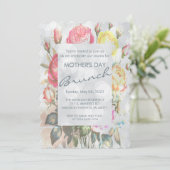 Invitation Fleurs roses rose jaune Brunch Fête des Mères (Debout devant)