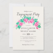 Invitation Fleurs Roses rose vert Jardin (Devant)