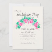Invitation Fleurs Roses rose Vert Jardin Bachelorette Fête (Devant)