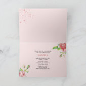 Invitation Fleurs roses roses Aquarelle Florale Quinceanera (Intérieur)