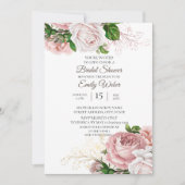 Invitation Fleurs roses roses blush Mariage (Devant)