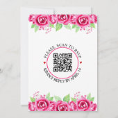 Invitation Fleurs roses roses et mariage à fleurs à code QR (Dos)