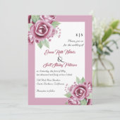 Invitation Fleurs roses roses poussiéreuses, mariage floral c (Debout devant)