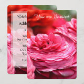 Invitation Fleurs roses rouges 50e anniversaire (Devant / Derrière)