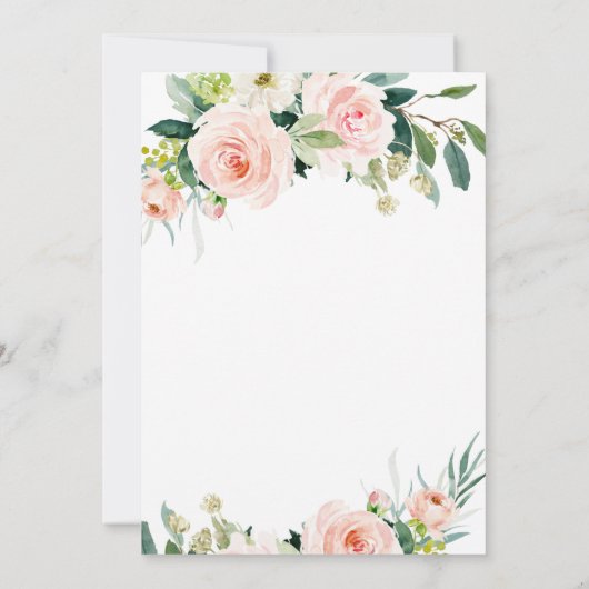 Invitation Fleurs Roses Rouges Aquarelle Verdure Mariage (Dos)