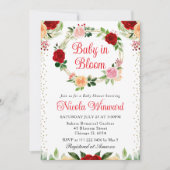 Invitation Fleurs Roses rouges et orange Baby shower de couro (Devant)