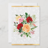 Invitation Fleurs Roses rouges et orange Baby shower or (Dos)