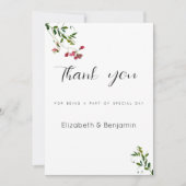 Invitation Fleurs roses rouges et vertes botaniques simples M (Devant)
