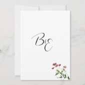 Invitation Fleurs roses rouges et vertes botaniques simples M (Dos)