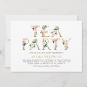Invitation Fleurs Roses Rouges Gold Foil Spring Tea Party (Devant)