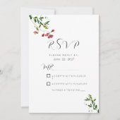 Invitation Fleurs roses rouges vertes simples RSVP (Devant)