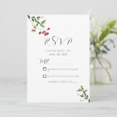 Invitation Fleurs roses rouges vertes simples RSVP (Debout devant)