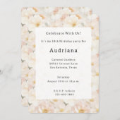 Invitation Fleurs roses rousses Anniversaire (Devant / Derrière)