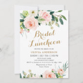 Invitation Fleurs roses rousses Aquarelle Nuptiale Déjeuner (Devant)