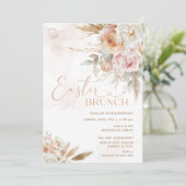 Invitation Fleurs roses rousses Brunch de Pâques (Debout devant)
