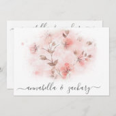 Invitation *~* Fleurs roses rousses RSVP QR AR26 MARIAGE flor (Devant / Derrière)