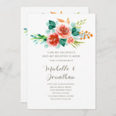 Invitation Fleurs roses rousses Verdure Bible Verse Mariage (Devant / Derrière)