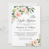 Invitation Fleurs roses rousses Verdure RÉHEARSAL DÎNER (Devant)