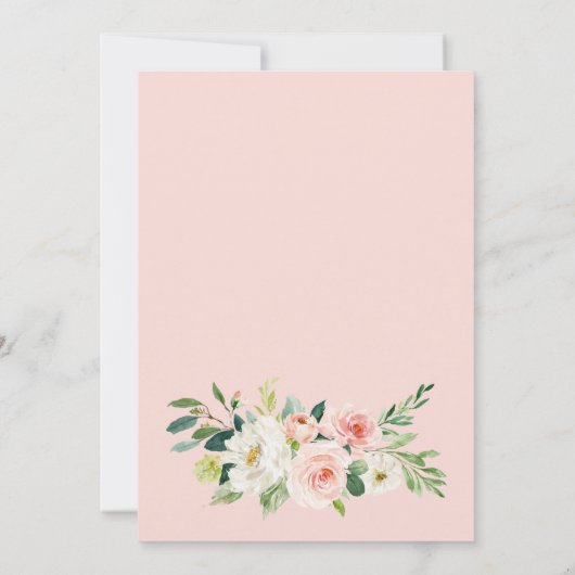 Invitation Fleurs roses rousses Verdure RÉHEARSAL DÎNER (Dos)