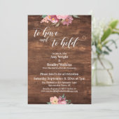 Invitation Fleurs roses rustiques pour réception de mariage " (Debout devant)