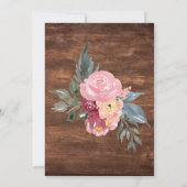 Invitation Fleurs roses rustiques pour réception de mariage " (Dos)