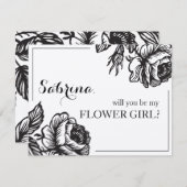 Invitation Fleurs Roses Rustiques Serez-Vous Ma Fille Fleur (Devant / Derrière)