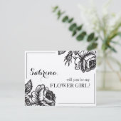 Invitation Fleurs Roses Rustiques Serez-Vous Ma Fille Fleur (Debout devant)