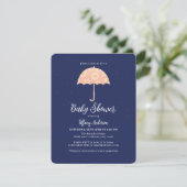 Invitation Fleurs roses simples Baby shower parapluie fille (Debout devant)