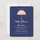 Invitation Fleurs roses simples Baby shower parapluie fille (Devant)