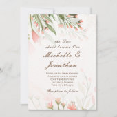 Invitation Fleurs roses simples Verdure Mariage chrétien (Devant)