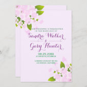 Invitation Fleurs roses sur fond rose clair de mariage (Devant / Derrière)