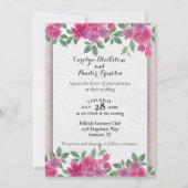 Invitation Fleurs roses sur Mariage blanc et rose (Devant)