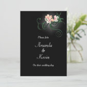 Invitation Fleurs roses sur Mariage noir (Debout devant)