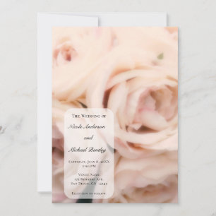Invitation Fleurs Roses Tendre Pêche Rose Crème Élégant Maria