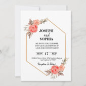 Invitation Fleurs Roses Tendres Élégantes Romantiques  (Devant)