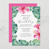 Invitation Fleurs roses tropicales 40e anniversaire Invitatio (Devant / Derrière)
