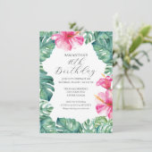 Invitation Fleurs roses tropicales 40e anniversaire Invitatio (Debout devant)