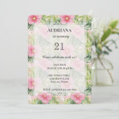 Invitation Fleurs roses tropicales Anniversaire (Debout devant)