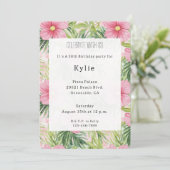 Invitation Fleurs roses tropicales Anniversaire (Debout devant)