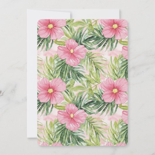 Invitation Fleurs roses tropicales Anniversaire (Dos)