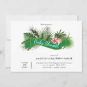 Invitation Fleurs roses vertes (Devant)