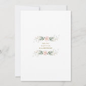 Invitation Fleurs roses vertes Baptême 1er anniversaire (Dos)