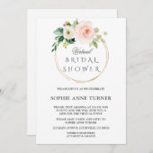 Invitation Fleurs Roses Vierges Fête des mariées Virtuelle Pa (Devant / Derrière)