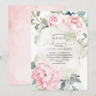 Invitation Fleurs roses Vintage Dîner de répétition élégant