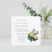 Invitation Fleurs roses vintages et jaunes mariage (Debout devant)