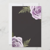 Invitation Fleurs roses violet foncé mariage shabby chic (Dos)
